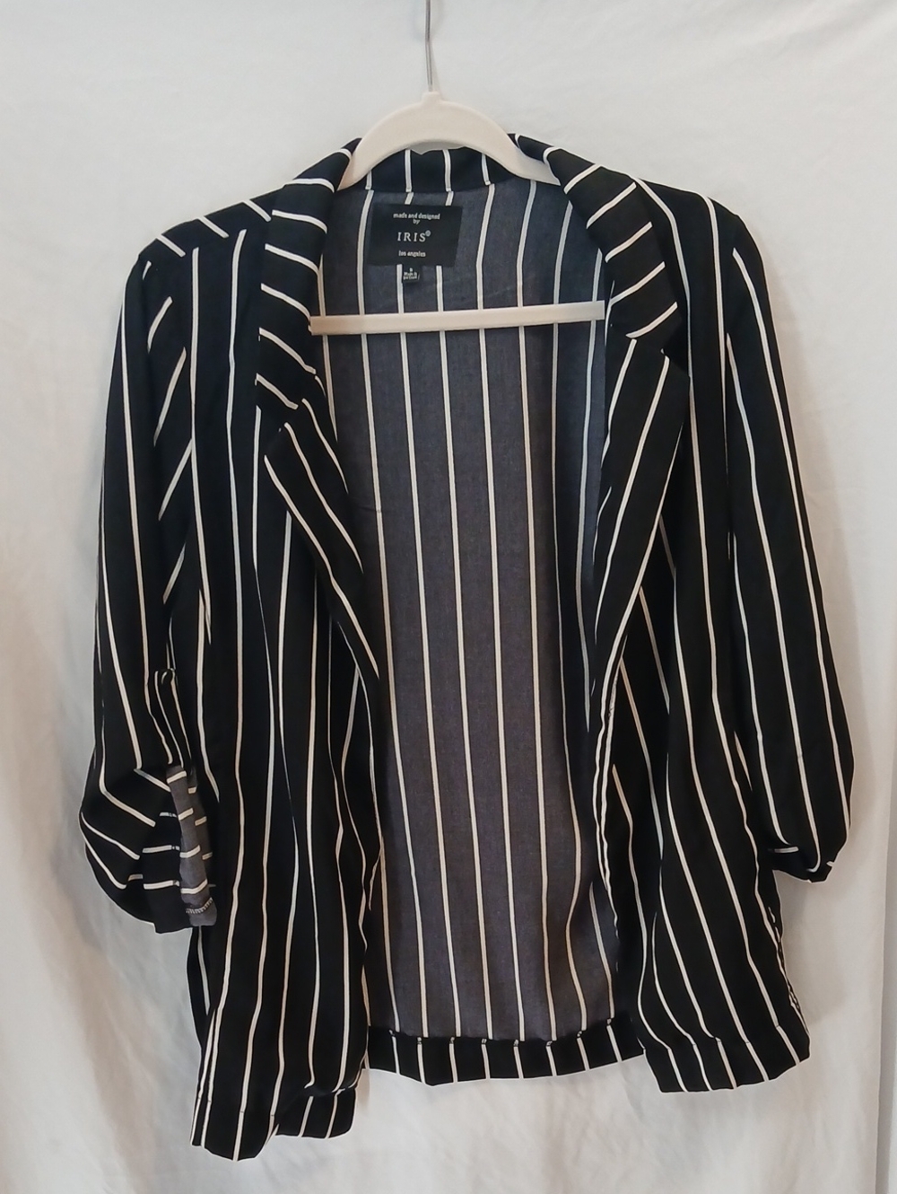 iris Black and White Vertical-Stripe Blazer
